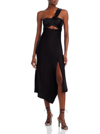 Alice And Olivia Harmony Asymmetrisches Midikleid Aus Satin Mit Cut-out In Schwarz