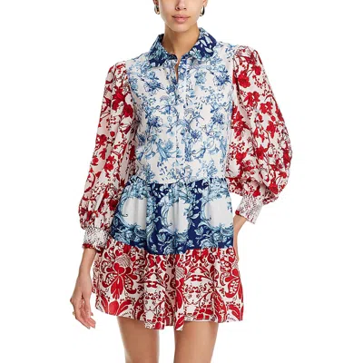 Alice And Olivia Womens Floral Print Polyester Mini Dress In Je L Adore