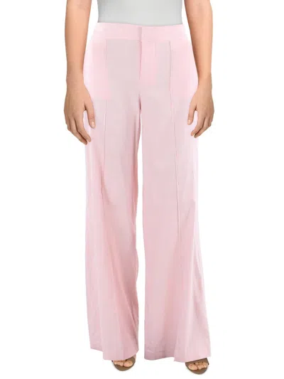 Alice And Olivia Womens High Rise Pintuck Wide Leg Pants In Pink