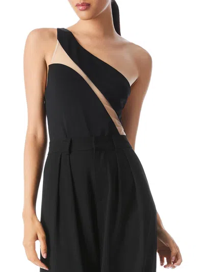 Alice And Olivia Womens Illusion One Shoulder One-piece Swimsuit In Black