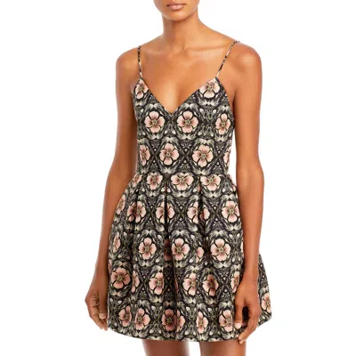 Alice And Olivia Womens Metallic Floral Print Fit & Flare Dress In Multi