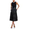 Alice And Olivia Chara Sleeveless Faux Leather Midi Dress In Black