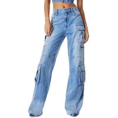 Alice And Olivia Womens Pocket Denim Cargo Jeans In Multi