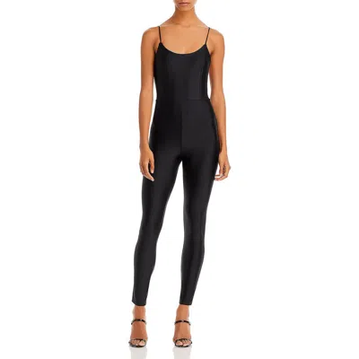 Alice And Olivia Womens Shimmer Ankle Catsuit In Black
