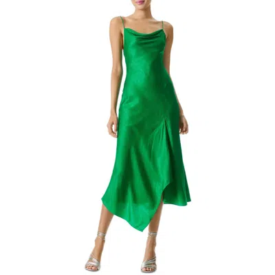 Alice And Olivia Womens Silk Long Evening Dress In Green