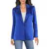 Alice And Olivia Womens Solid Satin One-button Blazer In Blue