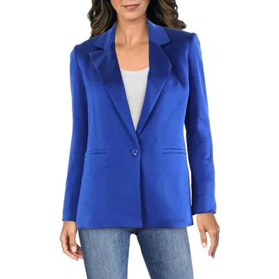 Alice And Olivia Womens Solid Satin One-button Blazer In Blue