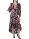Alice And Olivia Womens Twist Front Floral Print Maxi Dress In Multi
