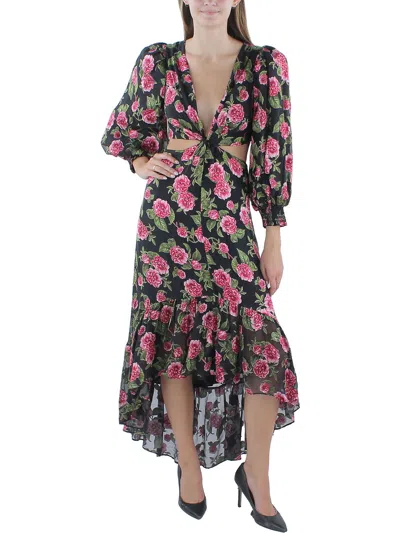 Alice And Olivia Womens Twist Front Floral Print Maxi Dress In Multi