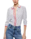 ALICE AND OLIVIA WOMENS WILLA PLACKET SILK TOP, XS