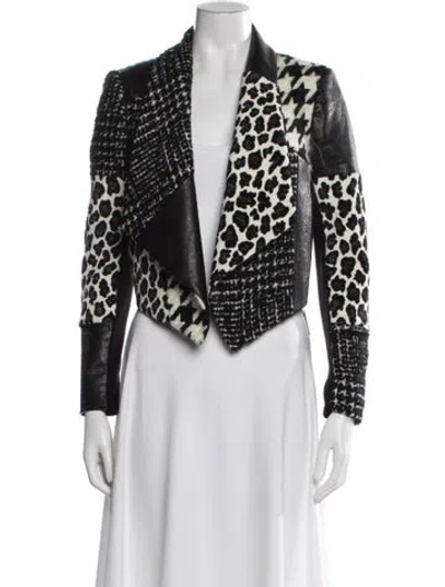 Pre-owned Alice And Olivia Wool Animal Print Jacket In Black