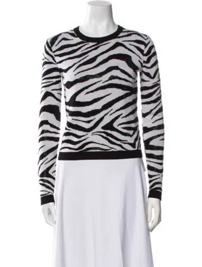 Pre-owned Alice And Olivia Wool Animal Print Sweater In Black