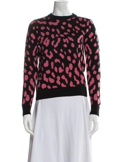 Pre-owned Alice And Olivia Wool Animal Print Sweater In Black