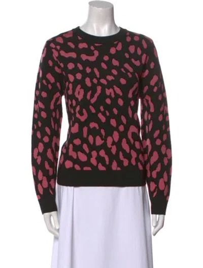 Pre-owned Alice And Olivia Wool Animal Print Sweater In Black