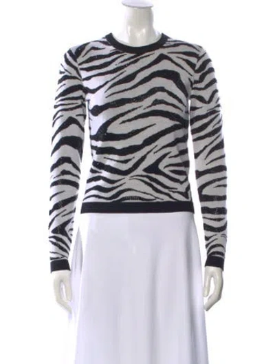 Pre-owned Alice And Olivia Wool Animal Print Sweater In Black