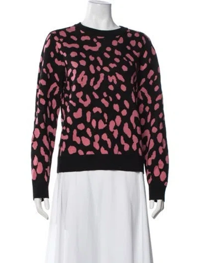 Pre-owned Alice And Olivia Wool Animal Print Sweater In Black