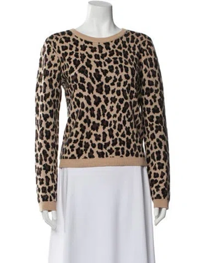 Pre-owned Alice And Olivia Wool Animal Print Sweater In Brown