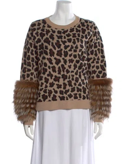 Pre-owned Alice And Olivia Wool Animal Print Sweater In Brown