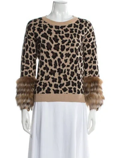 Pre-owned Alice And Olivia Wool Animal Print Sweater In Neutral