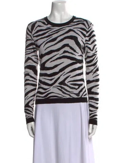 Pre-owned Alice And Olivia Wool Animal Print Sweater In White
