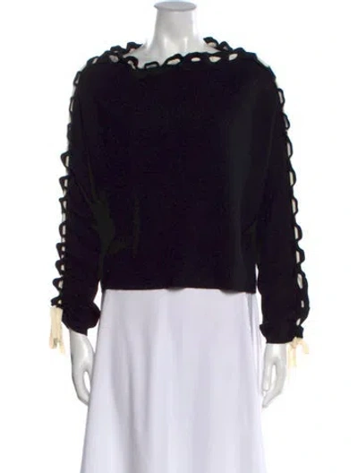 Pre-owned Alice And Olivia Wool Bateau Neckline Sweater In Black