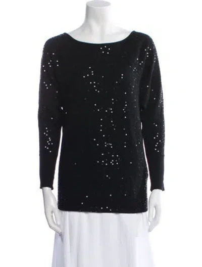 Pre-owned Alice And Olivia Wool Bateau Neckline Sweater In Black