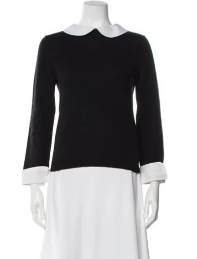 Pre-owned Alice And Olivia Wool Bateau Neckline Sweater In Black