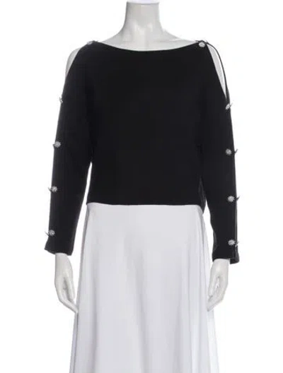Pre-owned Alice And Olivia Wool Bateau Neckline Sweater In Black