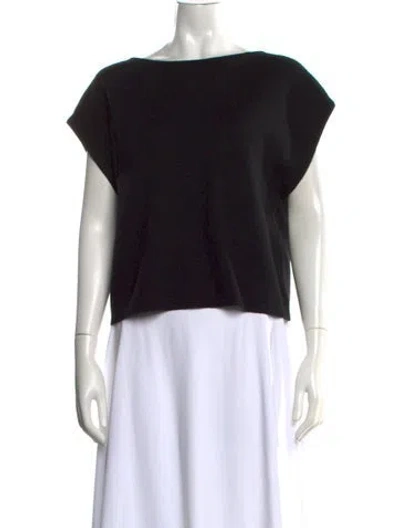 Pre-owned Alice And Olivia Wool Bateau Neckline Sweater In Black