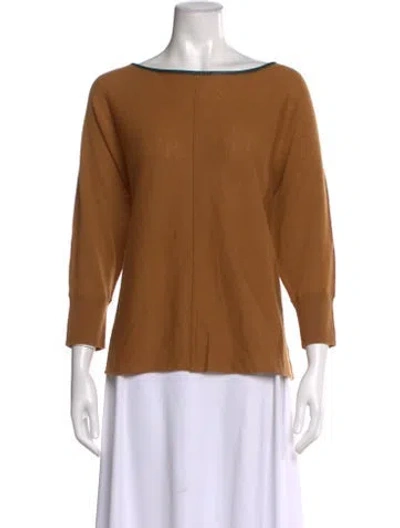Pre-owned Alice And Olivia Wool Bateau Neckline Sweater In Brown