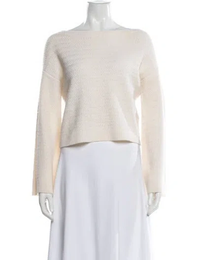Pre-owned Alice And Olivia Wool Bateau Neckline Sweater In Neutral
