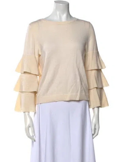 Pre-owned Alice And Olivia Wool Bateau Neckline Sweater In Neutral