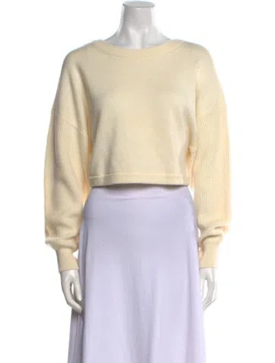 Pre-owned Alice And Olivia Wool Bateau Neckline Sweater In Neutral