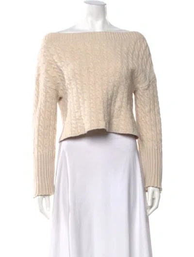 Pre-owned Alice And Olivia Wool Bateau Neckline Sweater In Neutral