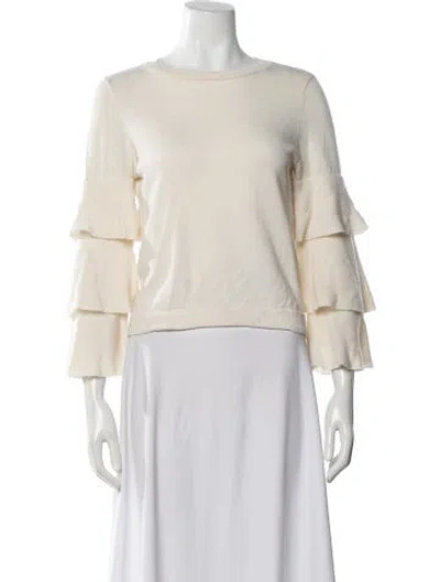 Pre-owned Alice And Olivia Wool Bateau Neckline Sweater In Neutral