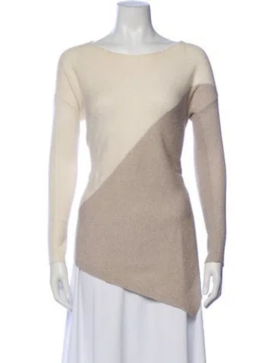 Pre-owned Alice And Olivia Wool Bateau Neckline Sweater In Neutral