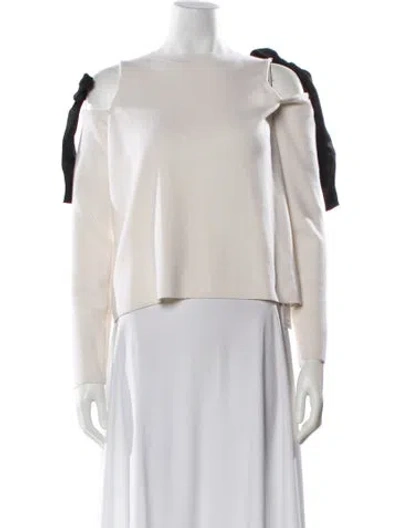 Pre-owned Alice And Olivia Wool Bateau Neckline Sweater In Neutral