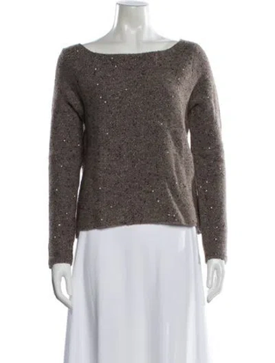 Pre-owned Alice And Olivia Wool Bateau Neckline Sweater In Neutral