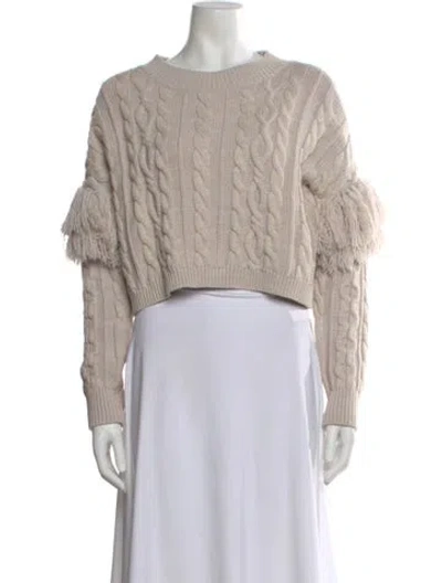 Pre-owned Alice And Olivia Wool Bateau Neckline Sweater In Neutral