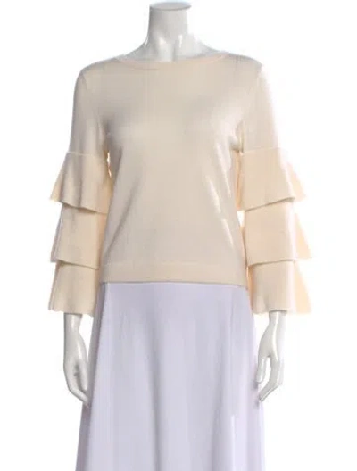 Pre-owned Alice And Olivia Wool Bateau Neckline Sweater In Neutral