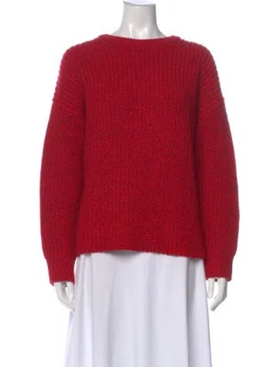 Pre-owned Alice And Olivia Wool Bateau Neckline Sweater In Red