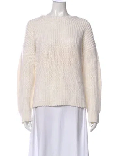 Pre-owned Alice And Olivia Wool Bateau Neckline Sweater In White