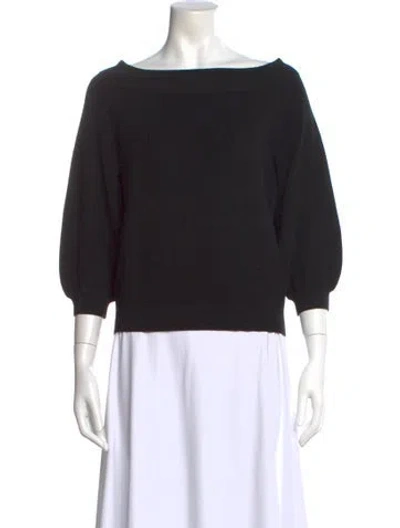 Pre-owned Alice And Olivia Wool Bateau Neckline Sweatshirt In Black