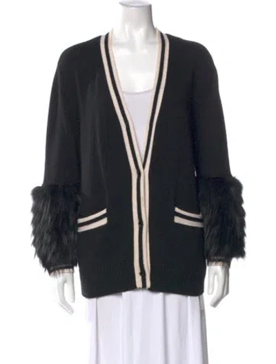 Pre-owned Alice And Olivia Wool Colorblock Pattern Sweater In Black