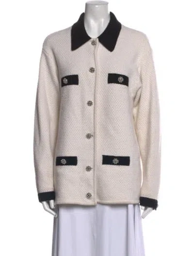 Pre-owned Alice And Olivia Wool Colorblock Pattern Sweater In Neutral