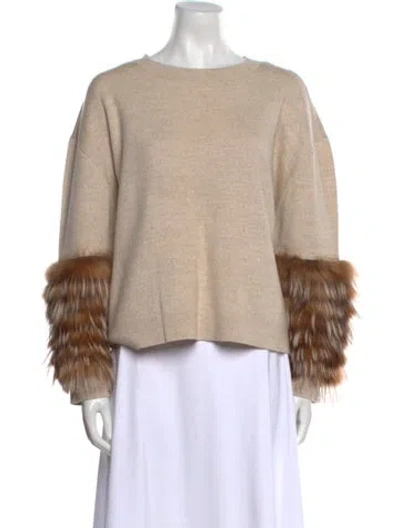 Pre-owned Alice And Olivia Wool Colorblock Pattern Sweater In Neutral