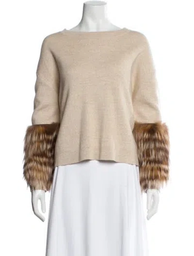 Pre-owned Alice And Olivia Wool Colorblock Pattern Sweater In Neutral