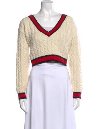 Pre-owned Alice And Olivia Wool Colorblock Pattern Sweater In Neutrals