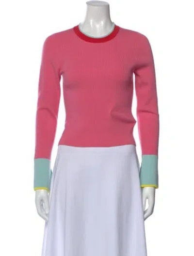 Pre-owned Alice And Olivia Wool Colorblock Pattern Sweater In Pink