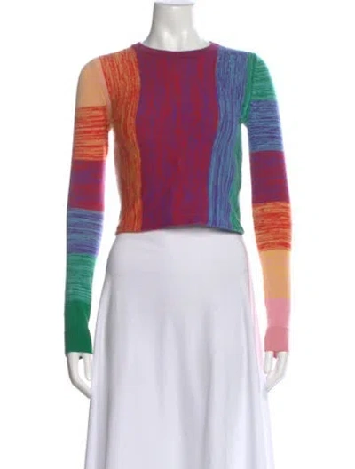 Pre-owned Alice And Olivia Wool Colorblock Pattern Sweater In Red